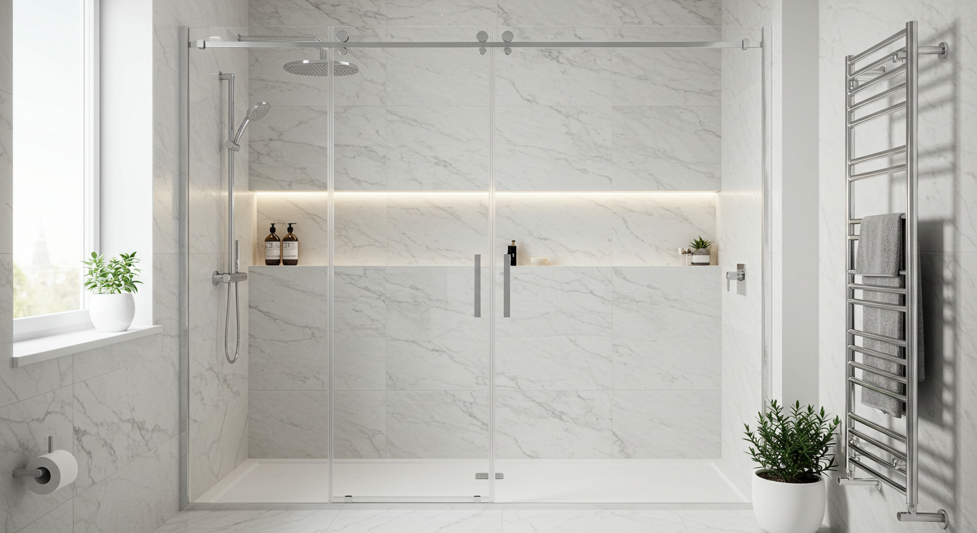 Box de banheiro em vidro temperado com acabamento luxuoso - Cristal Decor